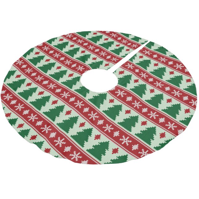 Städsegröna & Snöflingor Stickad Julgransmatta Borstad Polyester (Vinklad)