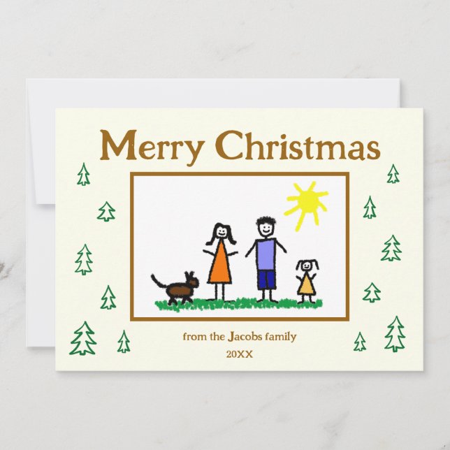 Städsegröna Träd Personlig Platt Högtidshälsning Julkort (Framsida)