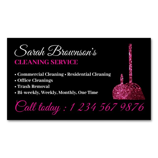 Städservice Janitoriet levererar glimmer glitter Magnetiska Visitkort (Framsida)