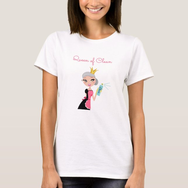 Städservice Kvinnlig Städerska Karaktär Drottning  T Shirt (Framsida)