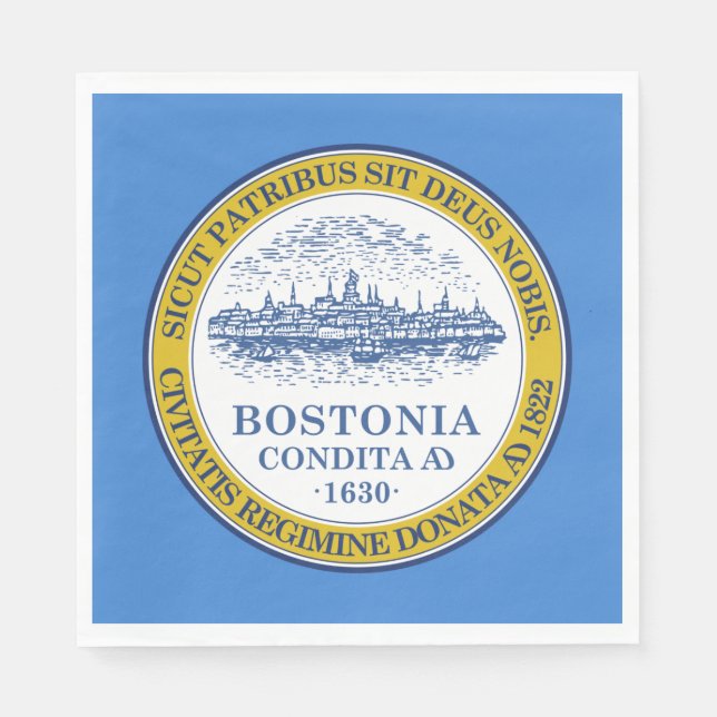 Stadsflagga för Boston (Massachusetts) Pappersservett (Framsidan)