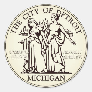Stadsförseglingen i Detroit Runt Klistermärke
