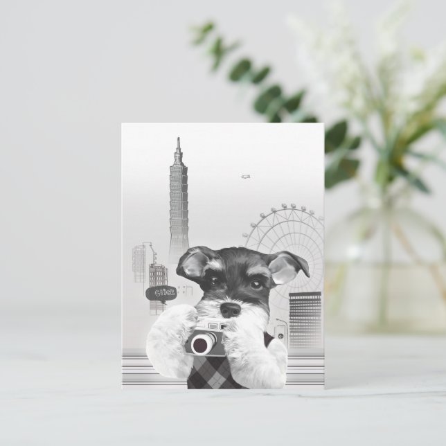 Stadsfotograf: Schnauzer i Taipeis stad Meddelande Vykort (Stående Fram)