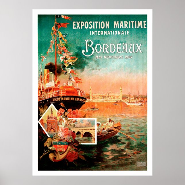 Stadshamn Bordeaux, Frankrike, frakt för turism, v Poster (Framsidan)