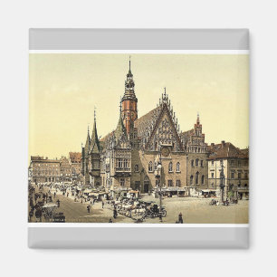 Stadshus från öster, Breslau, Silesia, Tyskland Magnet