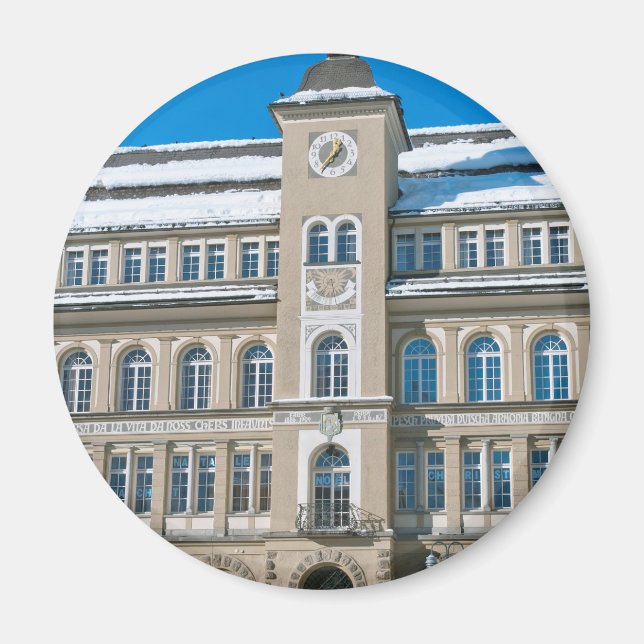 Stadshus i St Moritz, Schweiz Magnet (Framsidan)