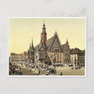 Stadshuset från öster, Breslau, Silesia, Tyskland Vykort