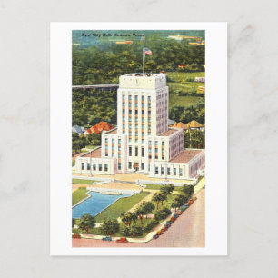 Stadshuset i Houston, Texas, Vintage Vykort