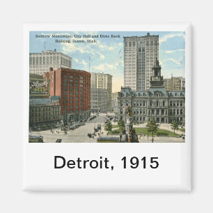 Stadshuset kvadrerar, Detroit MI vintage 1915 Magnet
