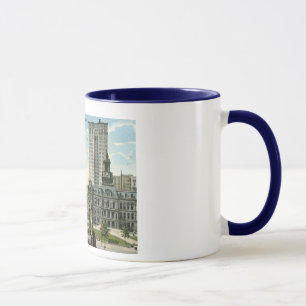 Stadshuset kvadrerar, Detroit MI vintage 1915 Mugg