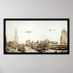 Stadshusfoto 1913 för flygplan NYC Poster