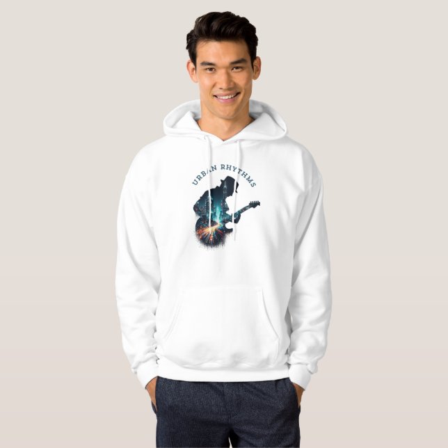 Stadshythms - Cityscape Guitar Music Hoodie (Hel framsida)