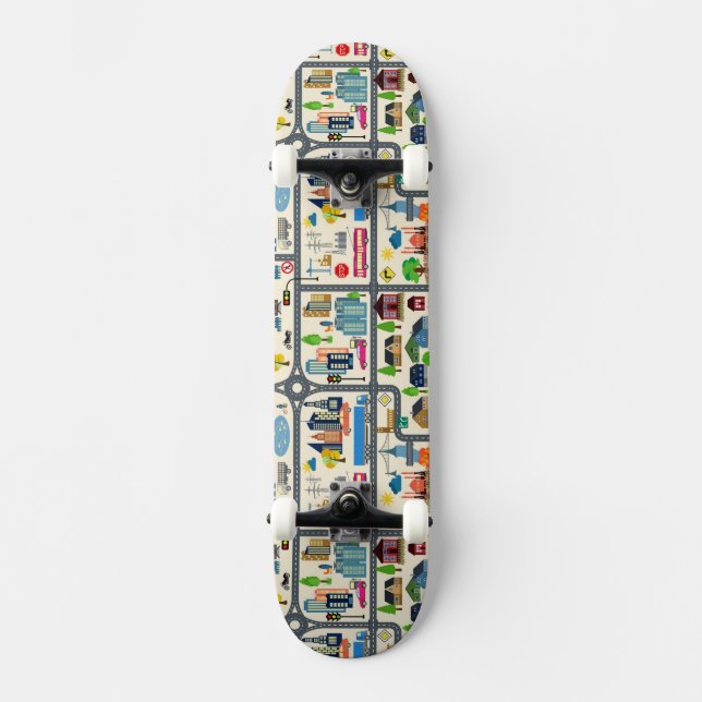 Stadskartamönster Mini Skateboard Bräda 18,7 Cm (Framsida)