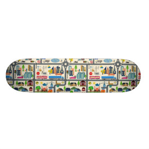 Stadskartamönster Mini Skateboard Bräda 18,7 Cm