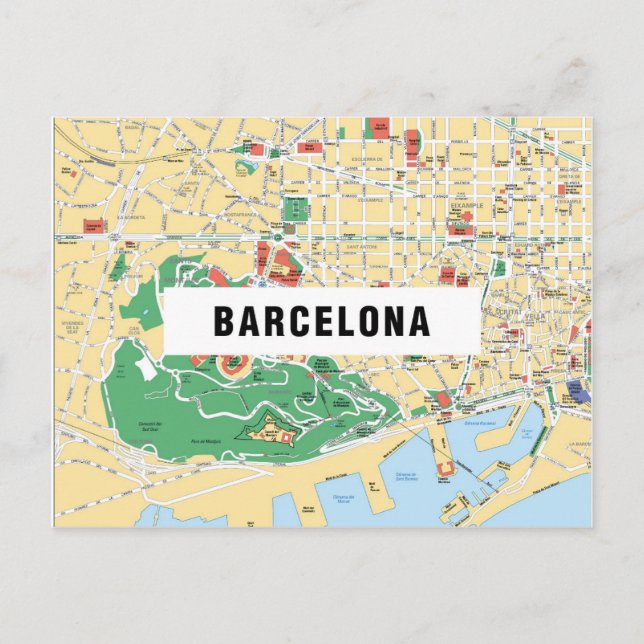 STADSKARTAPOSTKORT ♥ Barcelona Vykort (Framsida)