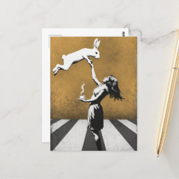 Stadskonst graffiti Tea With Bunny Vykort