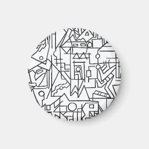 Stadslandskap-Svart och vitt modern geometrisk Magnet