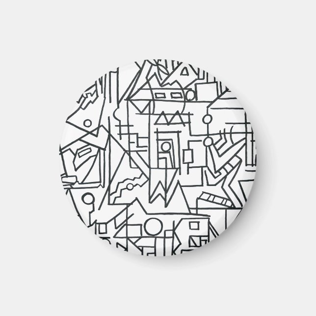 Stadslandskap-Svart och vitt modern geometrisk Magnet (Framsidan)