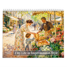 Stadsliv i impressionistisk stil