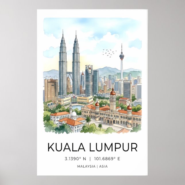 Stadsmiljö Väggkonst Kuala Lumpur Siluett - Modern (Framsidan)