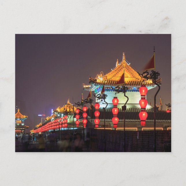 Stadsmuren Bygger på natten Vykort (Framsida)