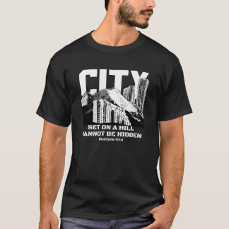 Stadspanorama Berg Citat Design vänner T Shirt