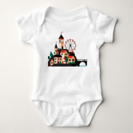 Stadspanorama med pariserhjul Baby Bodysuit T Shirt
