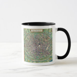 Stadsplan av Bruges, från 'Civitates Orbis Terrar Mugg