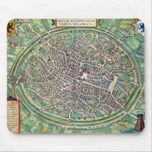 Stadsplan av Bruges, från 'Civitates Orbis Terrar Musmatta