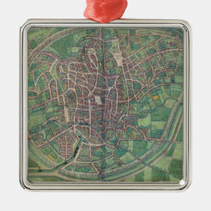 Stadsplan av Bryssel, från 'den Civitates Orbis Julgransprydnad Metall