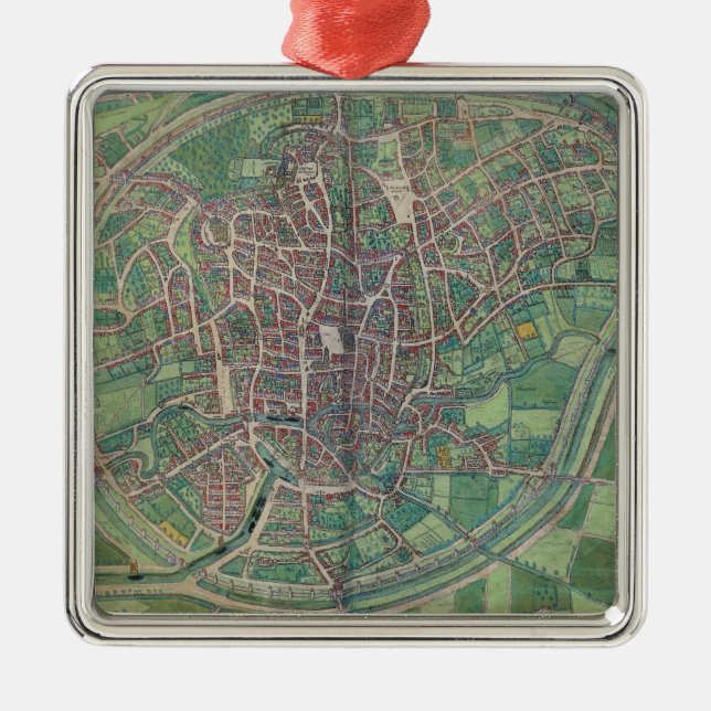 Stadsplan av Bryssel, från 'den Civitates Orbis Julgransprydnad Metall (Framsidan)