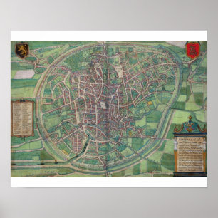 Stadsplan av Bryssel, från 'den Civitates Orbis Poster