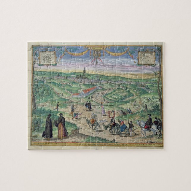 Stadsplan av Seville, från 'Civitates Orbis Terrar Pussel (Horisontell)