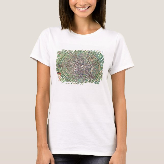 Stadsplanen för Brygge, från Civitates Orbis Terra Tee Shirt (Framsida)
