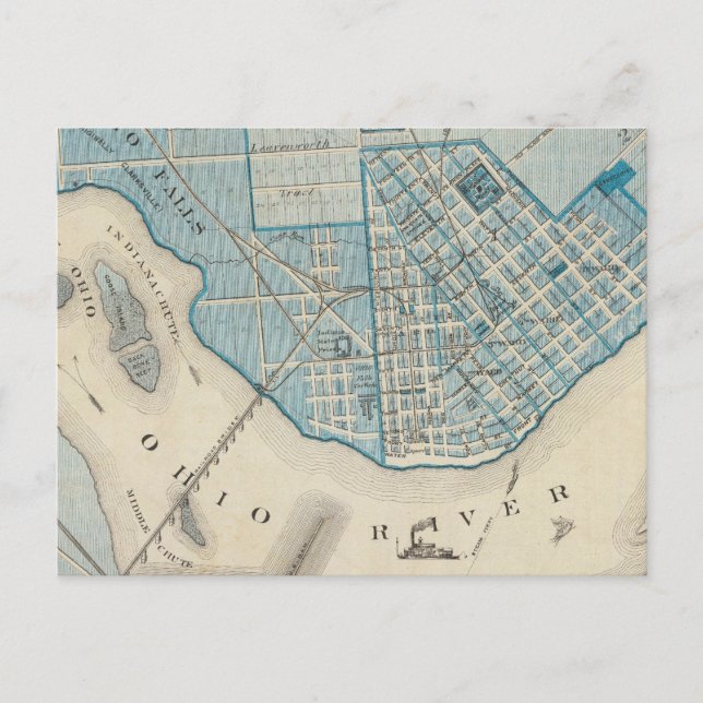 Stadsplanen för Jeffersonville och omgivningen Vykort (Framsida)