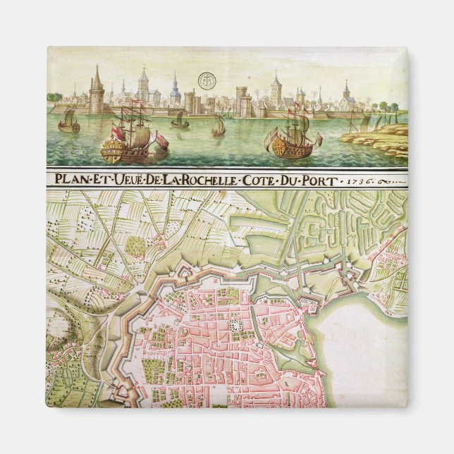 Stadsplanen för La Rochelle, 1736 Magnet (Framsidan)
