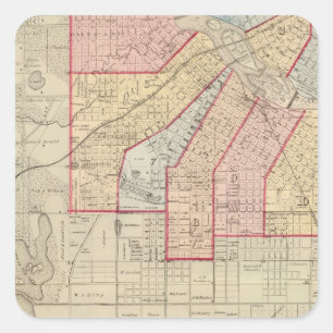 Stadsplanen för Minneapolis och Vicinity Fyrkantigt Klistermärke