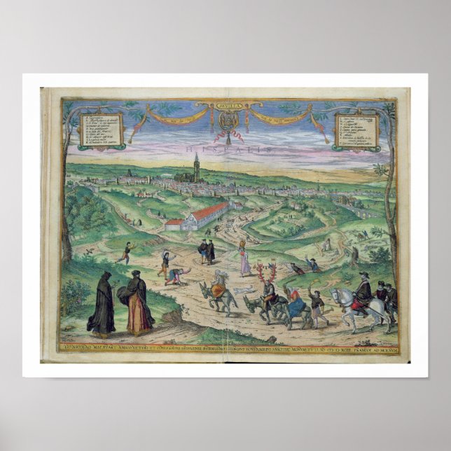 Stadsplanen från Sevilla, Civitates Orbis Terrar Poster (Framsidan)