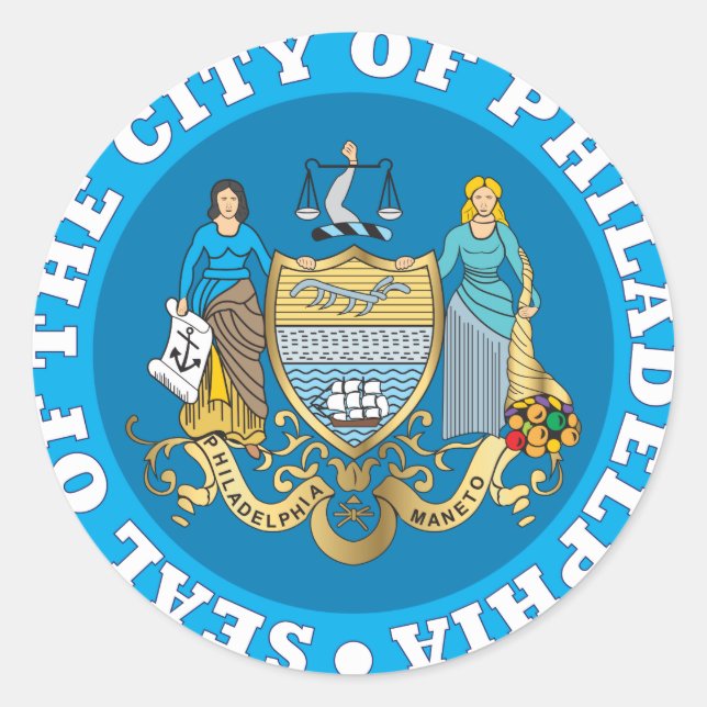 Stadssätet Philadelphia Runt Klistermärke (Framsida)