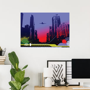 Stadsscen i Dusk Poster