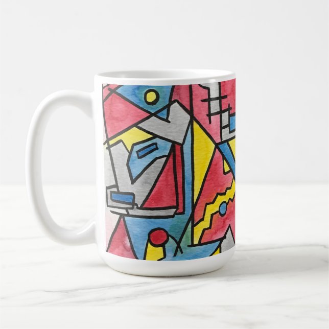 Stadsscenarie - Modern Bauhaus Geometrisk Akvarell Kaffemugg (Vänster)