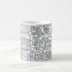 Stadsscenarie - Svart-vit modern geometrisk Kaffemugg