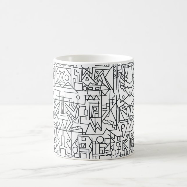 Stadsscenarie - Svart-vit modern geometrisk Kaffemugg (Center)