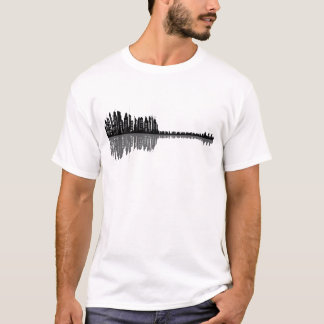 Stadssilhuett Gitarr Minimalistisk Musikkonst T Shirt