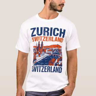 Stadssiluett av Zürich Schweiz Illustration T Shirt