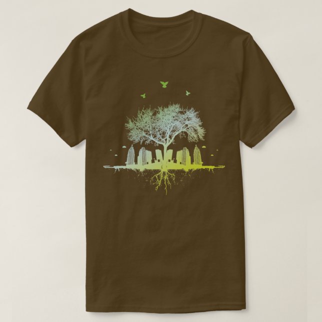 Stadsstadens stad träd t shirt (Design framsida)