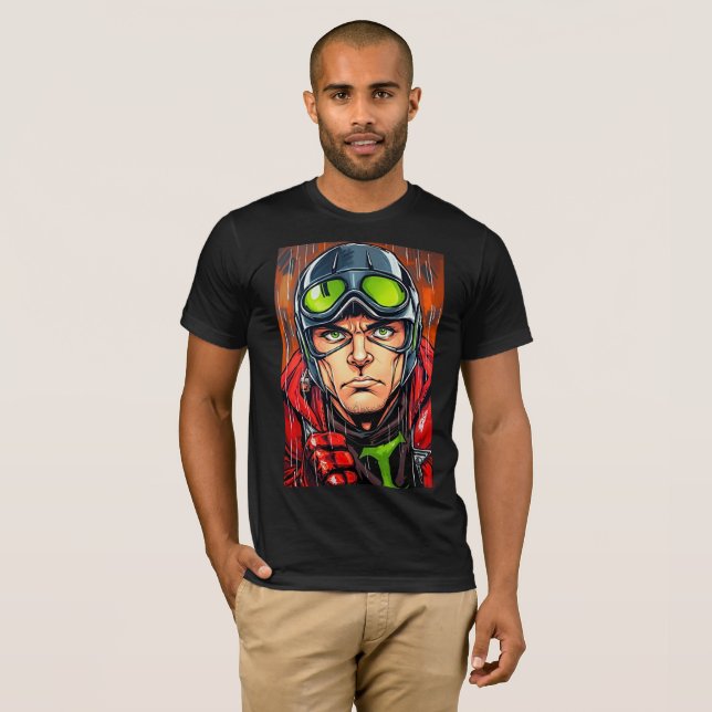 Stadssuperhjälte: Retro Manga T Shirt (Hel framsida)