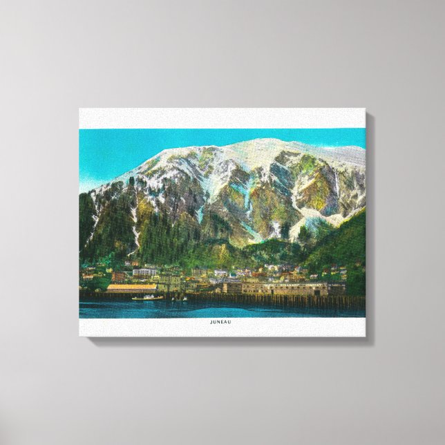 Stadsvy för Juneau, Alaska Juneau, AK Canvastryck (Framsida)