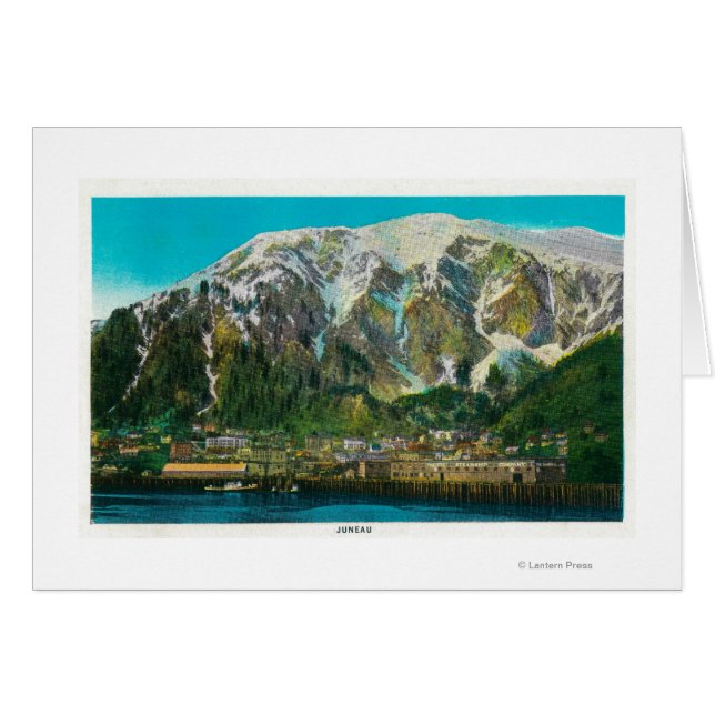 Stadsvy för Juneau, Alaska Juneau, AK Hälsningskort (Framsidan Horizontal)