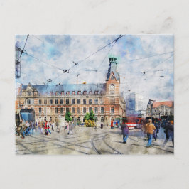 Stadtansicht von Erfurt i Thüringen. Aquarell. Vykort